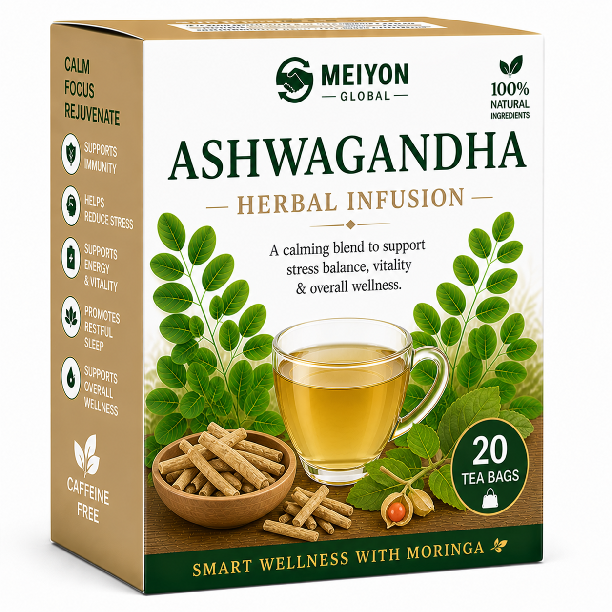 Ashwagandha Tea -Reduce Stress , Promote Sleep  Improves Memory, Boost Immunity,  Regulate Blood Sugar levels