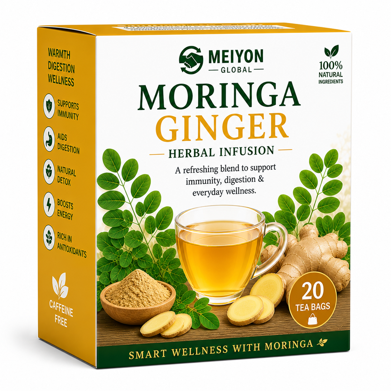 Moringa Ginger Tea -Immunity Booster, Blood Sugar Control,  Weight Loss,  Heart Health