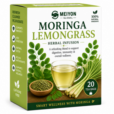 Moringa Lemongrass Tea -Supports Digestion, Heart Health, boost Immune system, Reduce stress (20dips in a box)
